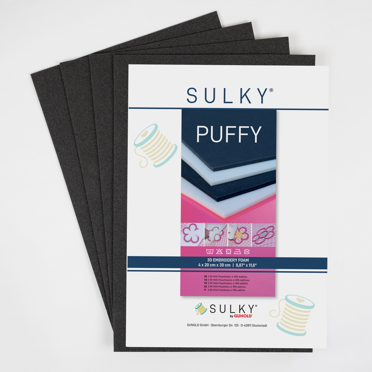 SULKY PUFFY soft 3mm schwarz, 4 Bögen
20cm x 30cm