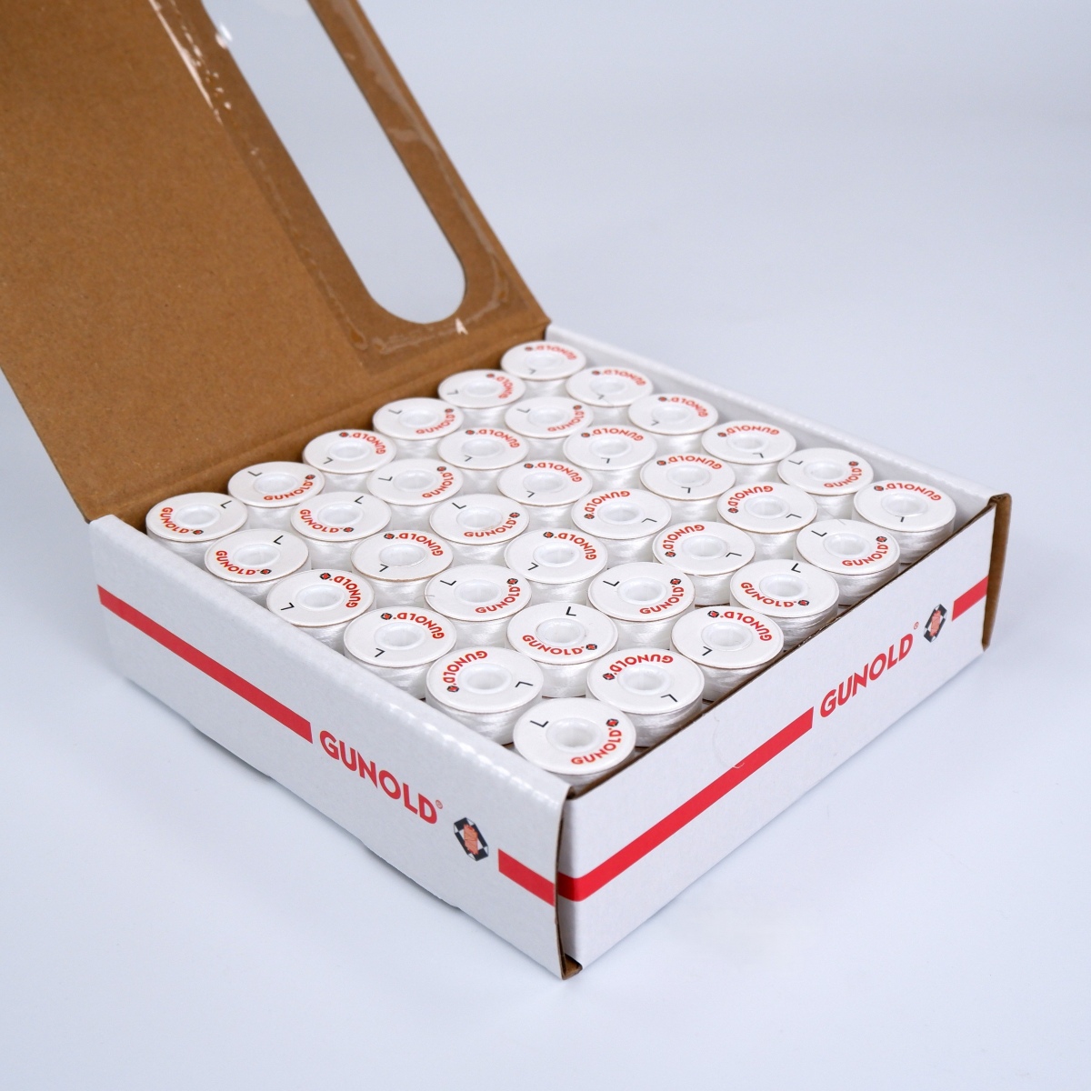 BOBBY FIL 110L white, 144 spools with core and side discs
