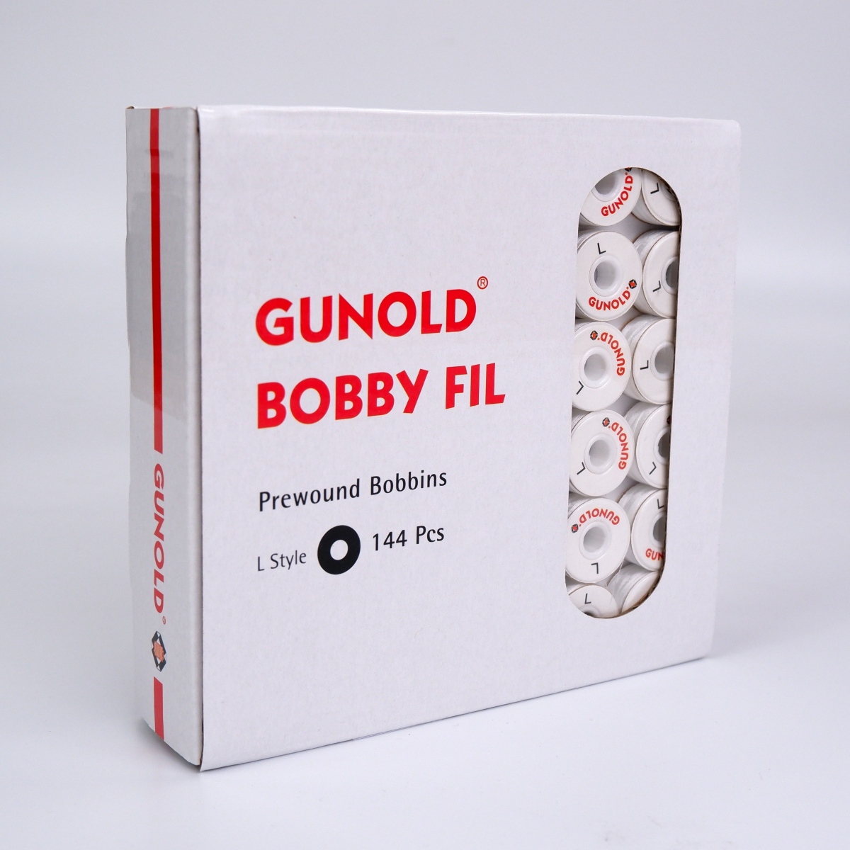BOBBY FIL 110L white, 144 spools with core and side discs